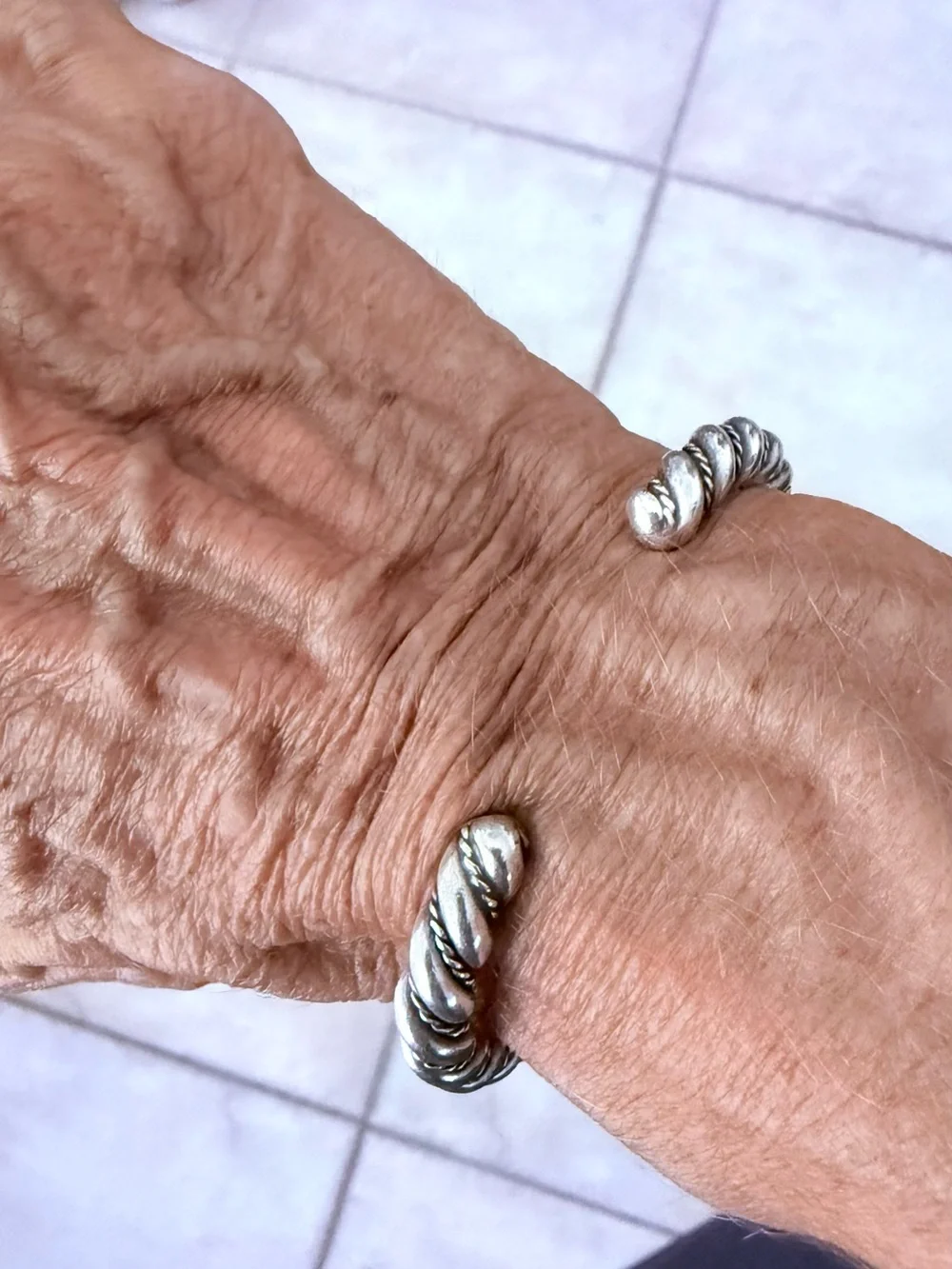 Twisted Rope Open Cuff Bracelet - Sterling Silver 3/4 ounce - Picture 3 of 3